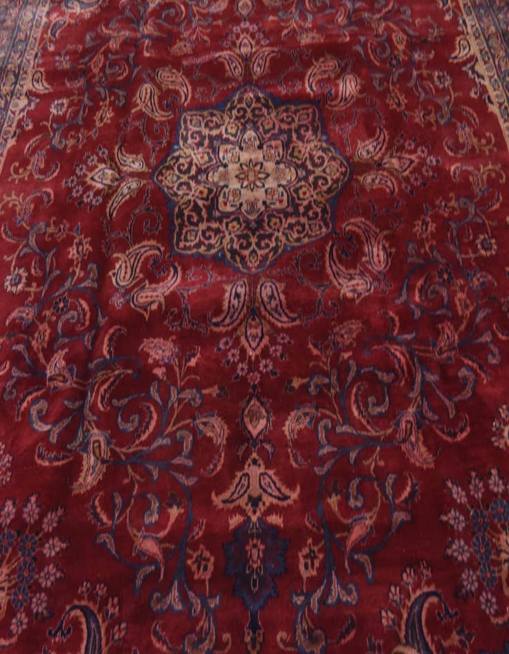 Detail image of  9' 8 x 13'  Hand Knotted Isfahan Persian Wool Rug