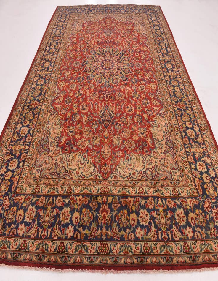 Detail image of 9' 8 x 13' Hand Knotted Isfahan Persian Wool Rug