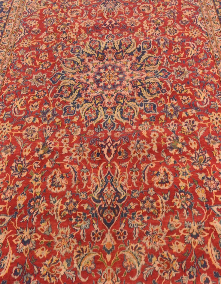 Detail image of 9' 8 x 13' Hand Knotted Isfahan Persian Wool Rug