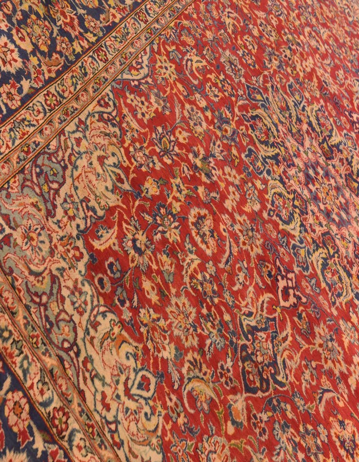 Detail image of 9' 8 x 13' Hand Knotted Isfahan Persian Wool Rug