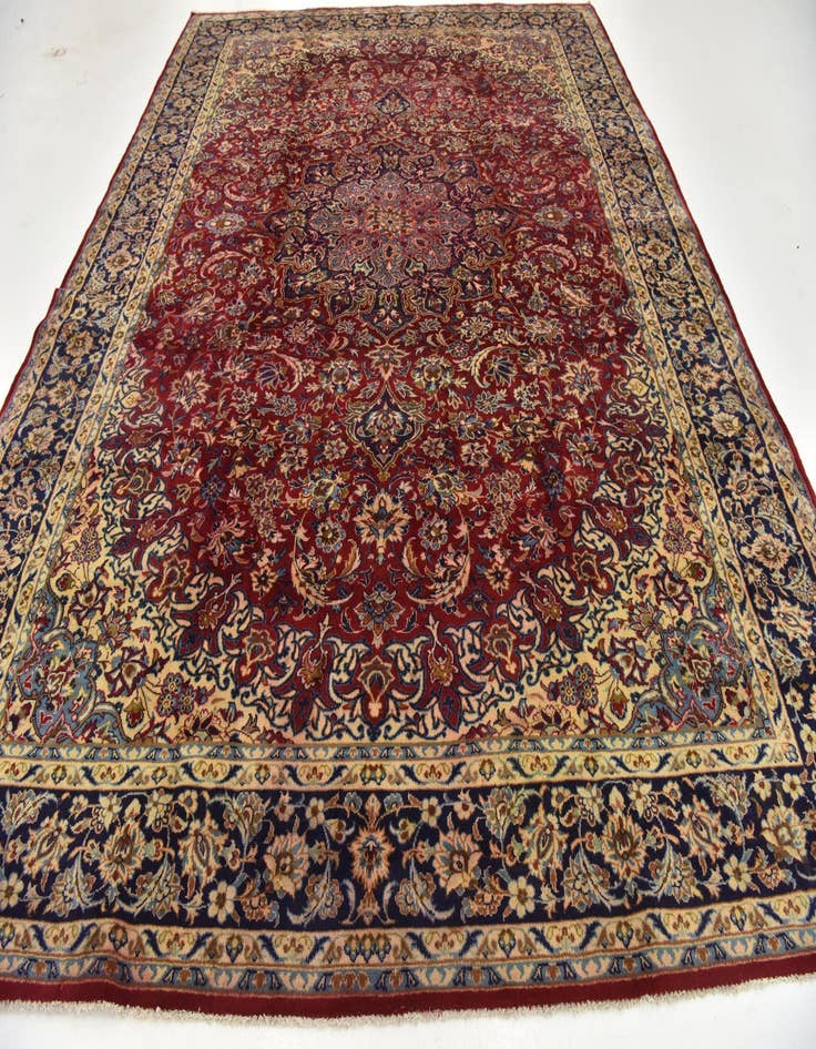 Detail image of  10' x 12' 9  Hand Knotted Isfahan Persian Wool Rug