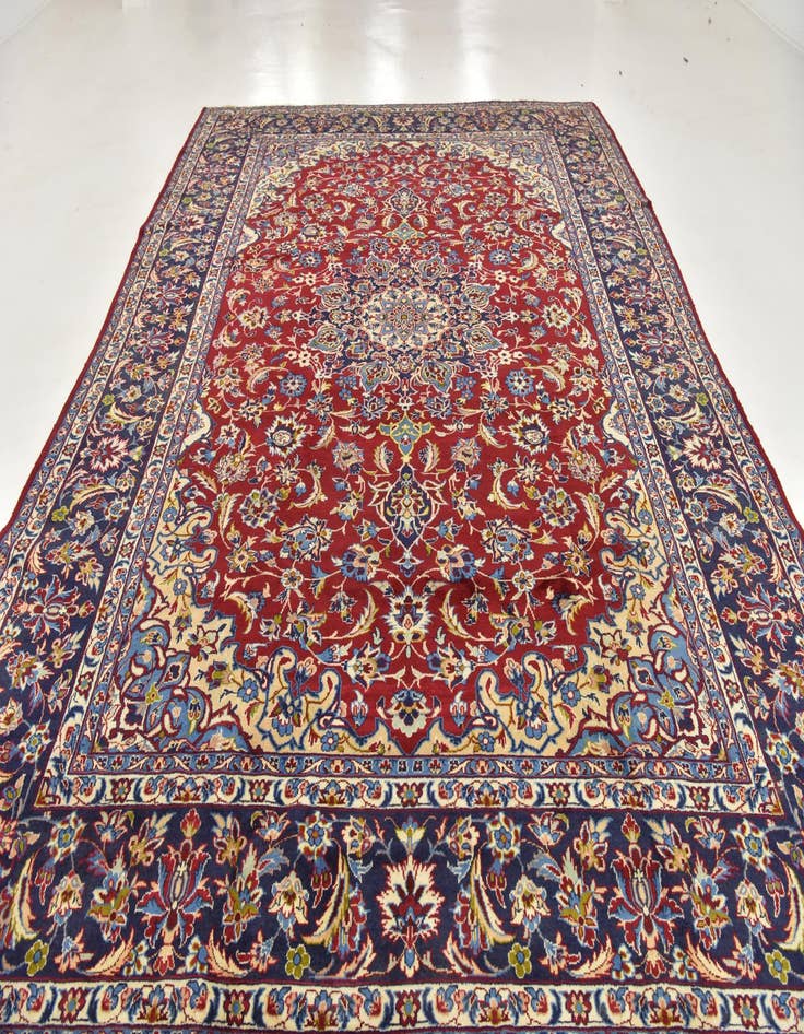 Detail image of  9' 8 x 13'  Hand Knotted Isfahan Persian Wool Rug
