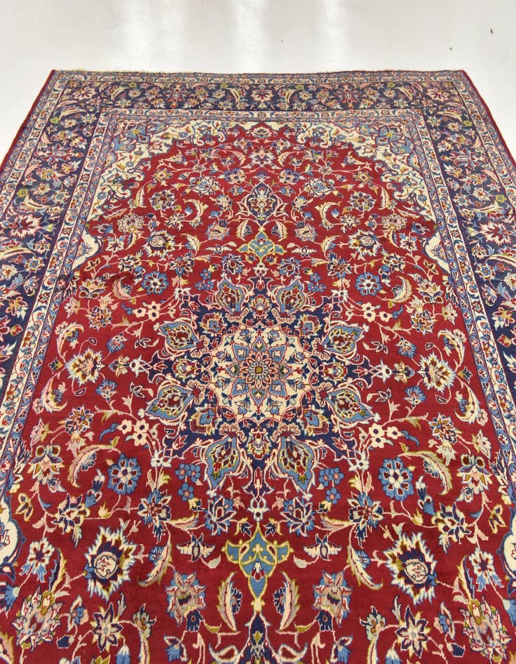 Detail image of  9' 8 x 13'  Hand Knotted Isfahan Persian Wool Rug