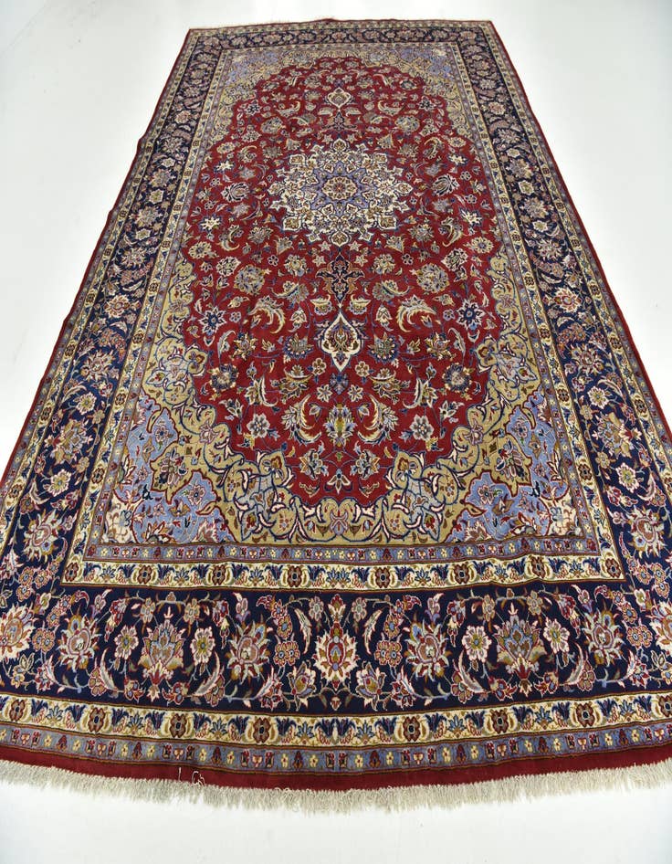 Detail image of  9' 9 x 13' 4  Hand Knotted Isfahan Persian Wool Rug