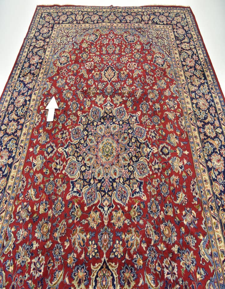 Detail image of  9' 6 x 12' 4  Hand Knotted Isfahan Persian Wool Rug