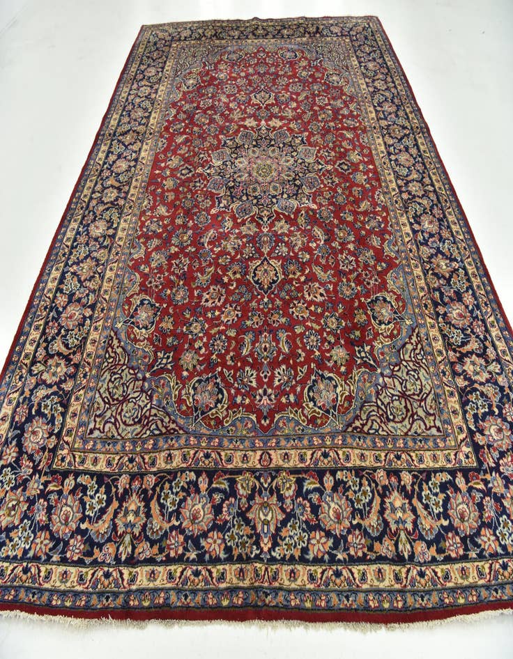 Detail image of  9' 6 x 12' 4  Hand Knotted Isfahan Persian Wool Rug