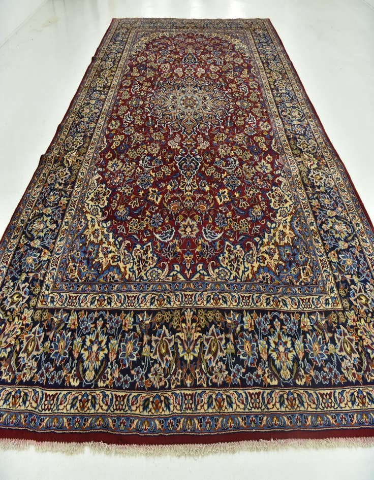 Detail image of  9' 8 x 14' 3  Hand Knotted Isfahan Persian Wool Rug