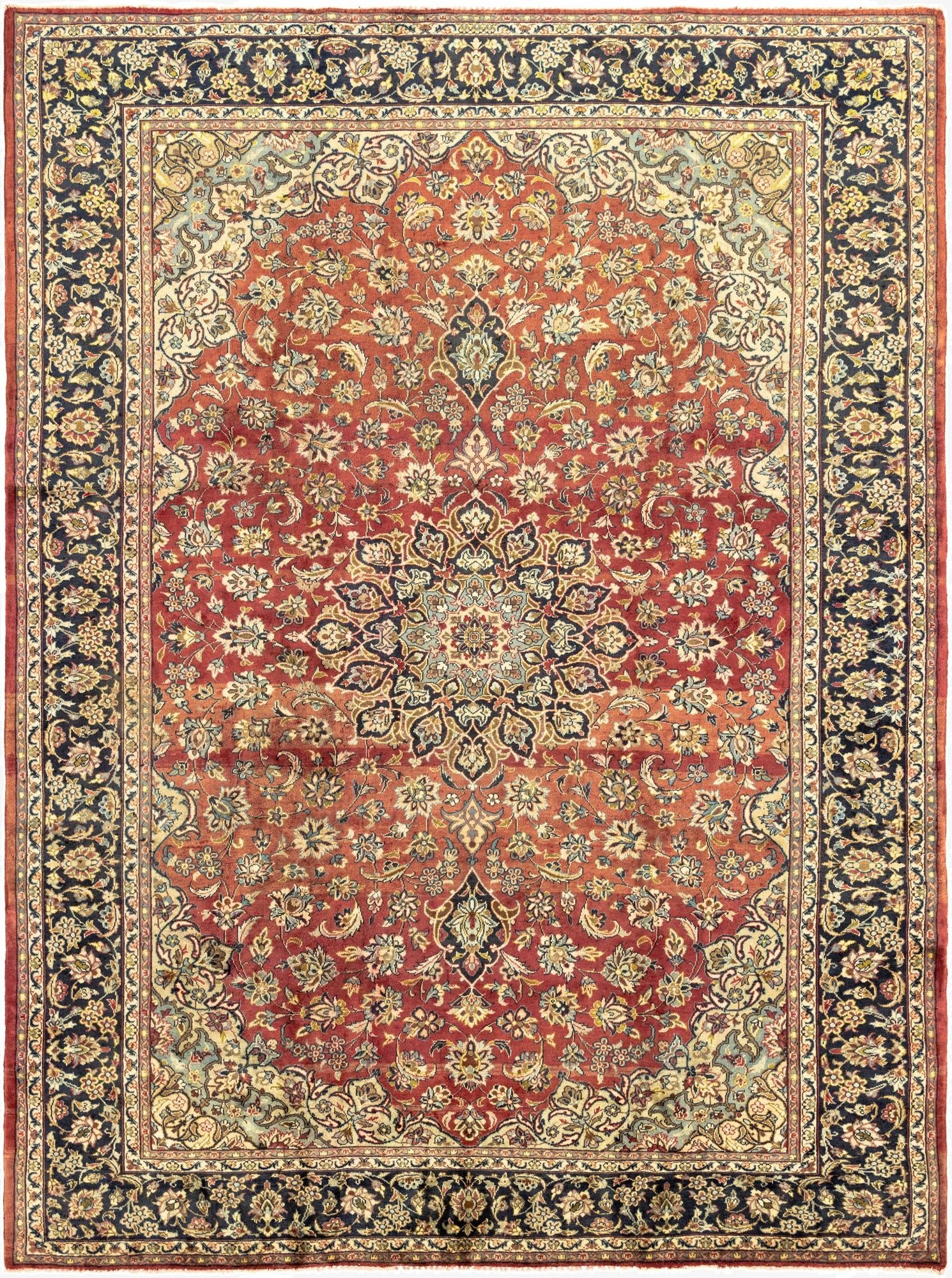  9' 7 x 12' 8  Hand Knotted Isfahan Persian Wool Rug