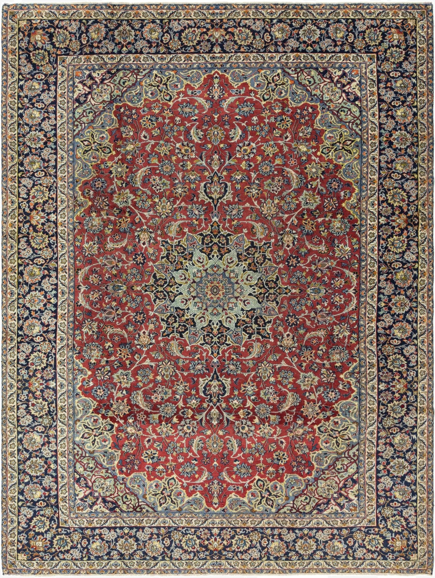  9' 9 x 13' 1  Hand Knotted Isfahan Persian Wool Rug