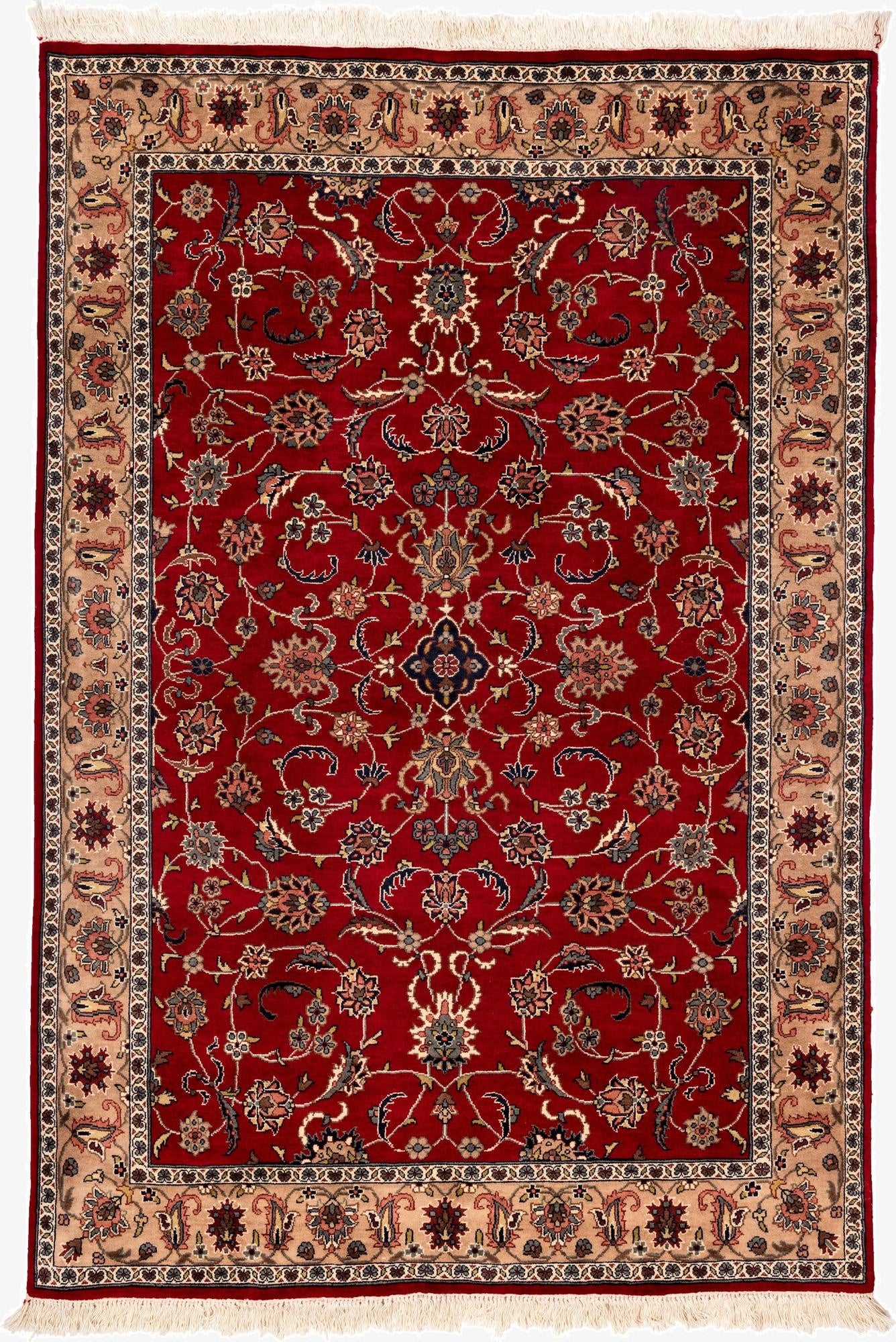  4' 3 x 6' 4  Hand Knotted Isfahan Oriental Wool Rug