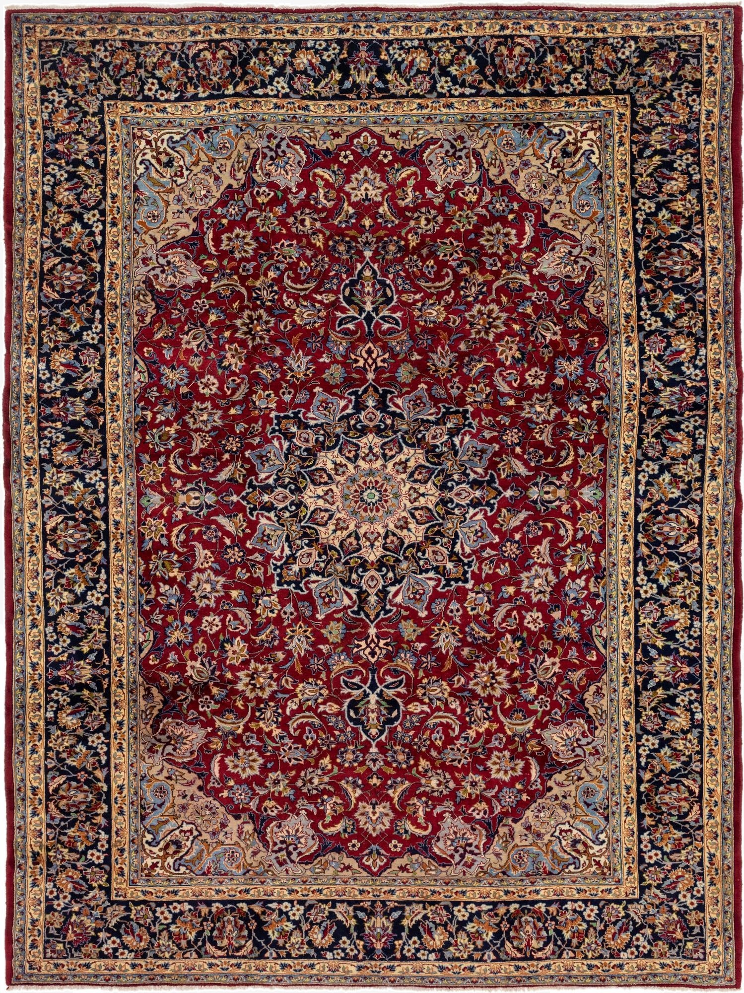  9' 9 x 13' 3  Hand Knotted Isfahan Persian Wool Rug