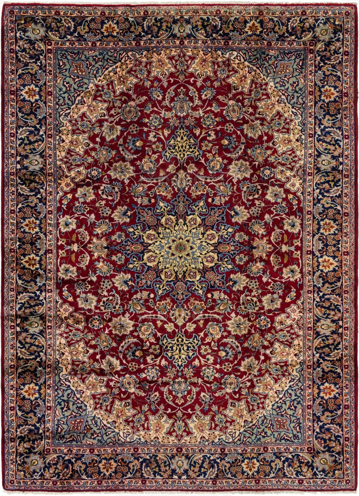 9' 9 x 13' 3  Hand Knotted Isfahan Persian Wool Rug