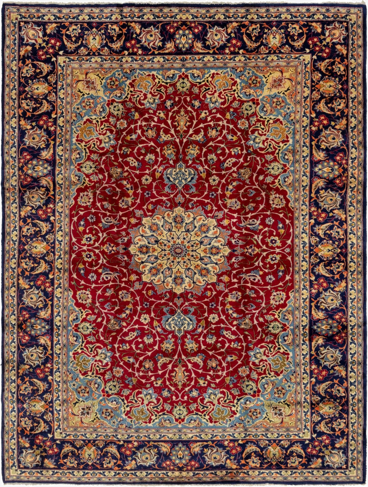  9' 10 x 13' 1  Hand Knotted Isfahan Persian Wool Rug