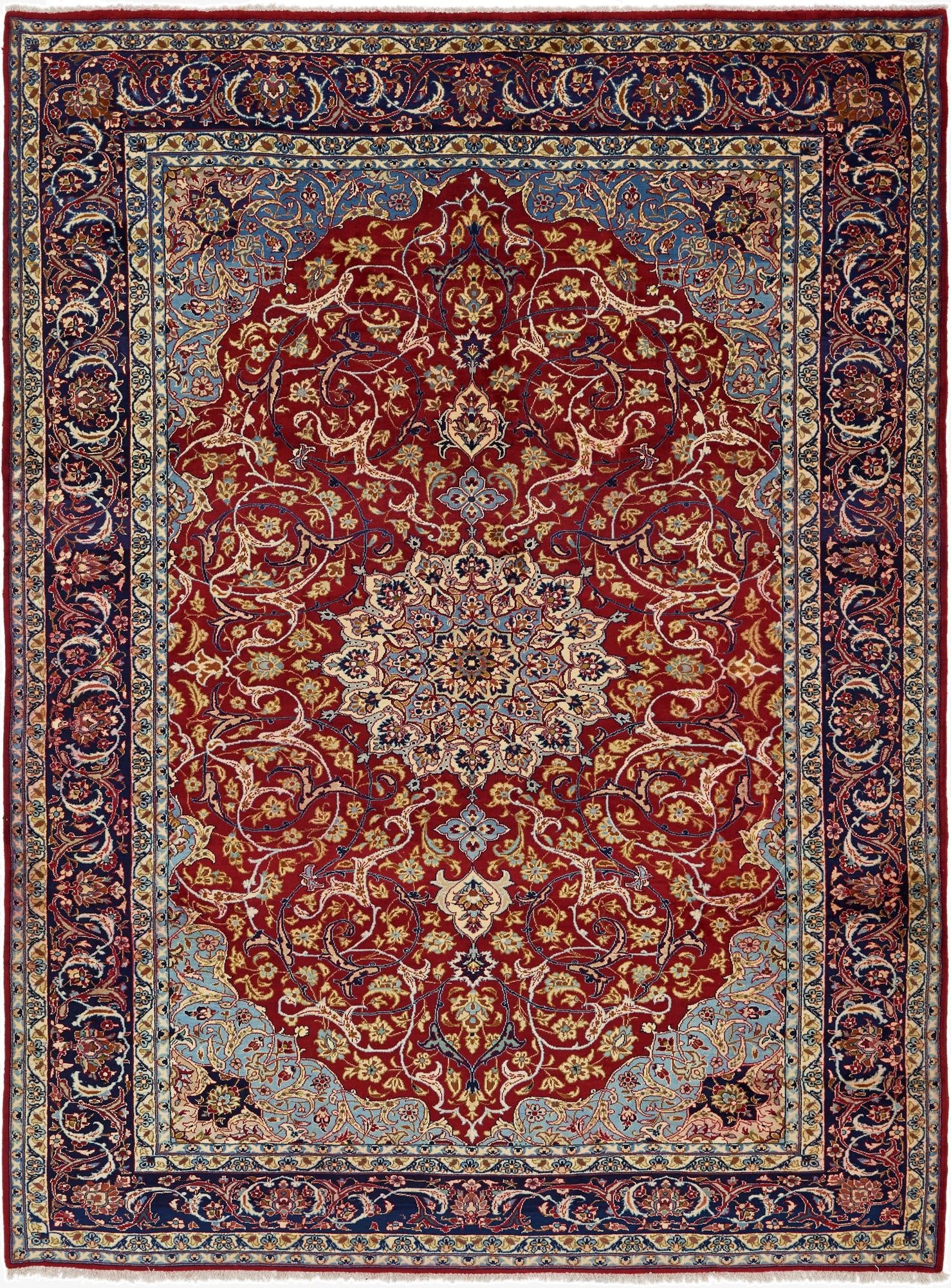  9' 8 x 12' 9  Hand Knotted Isfahan Persian Wool Rug