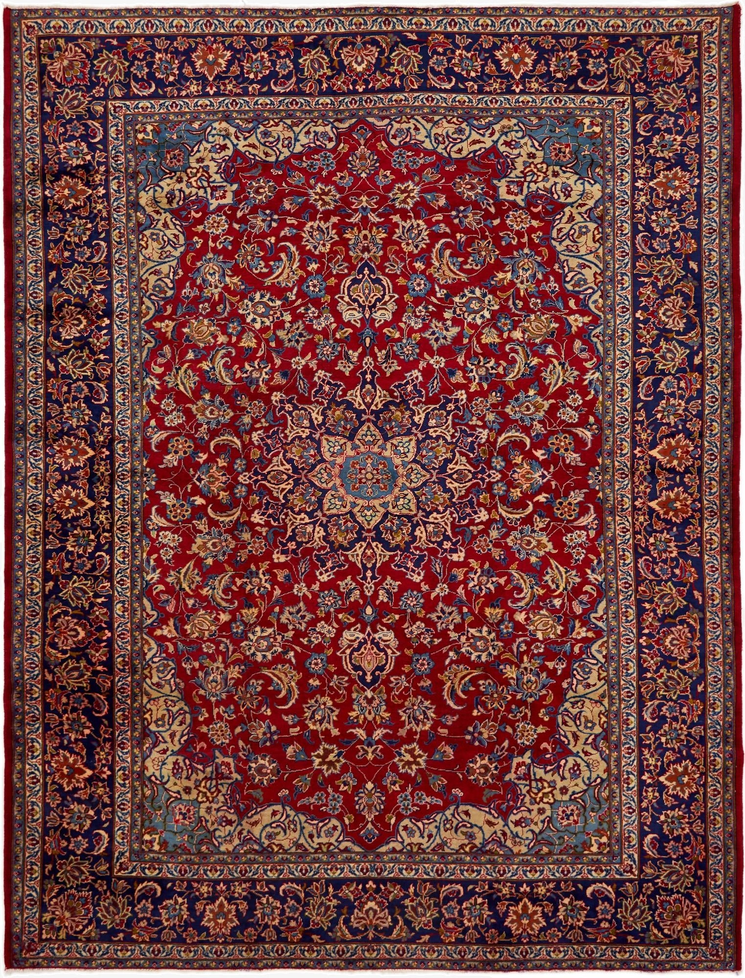  9' 8 x 13'  Hand Knotted Isfahan Persian Wool Rug