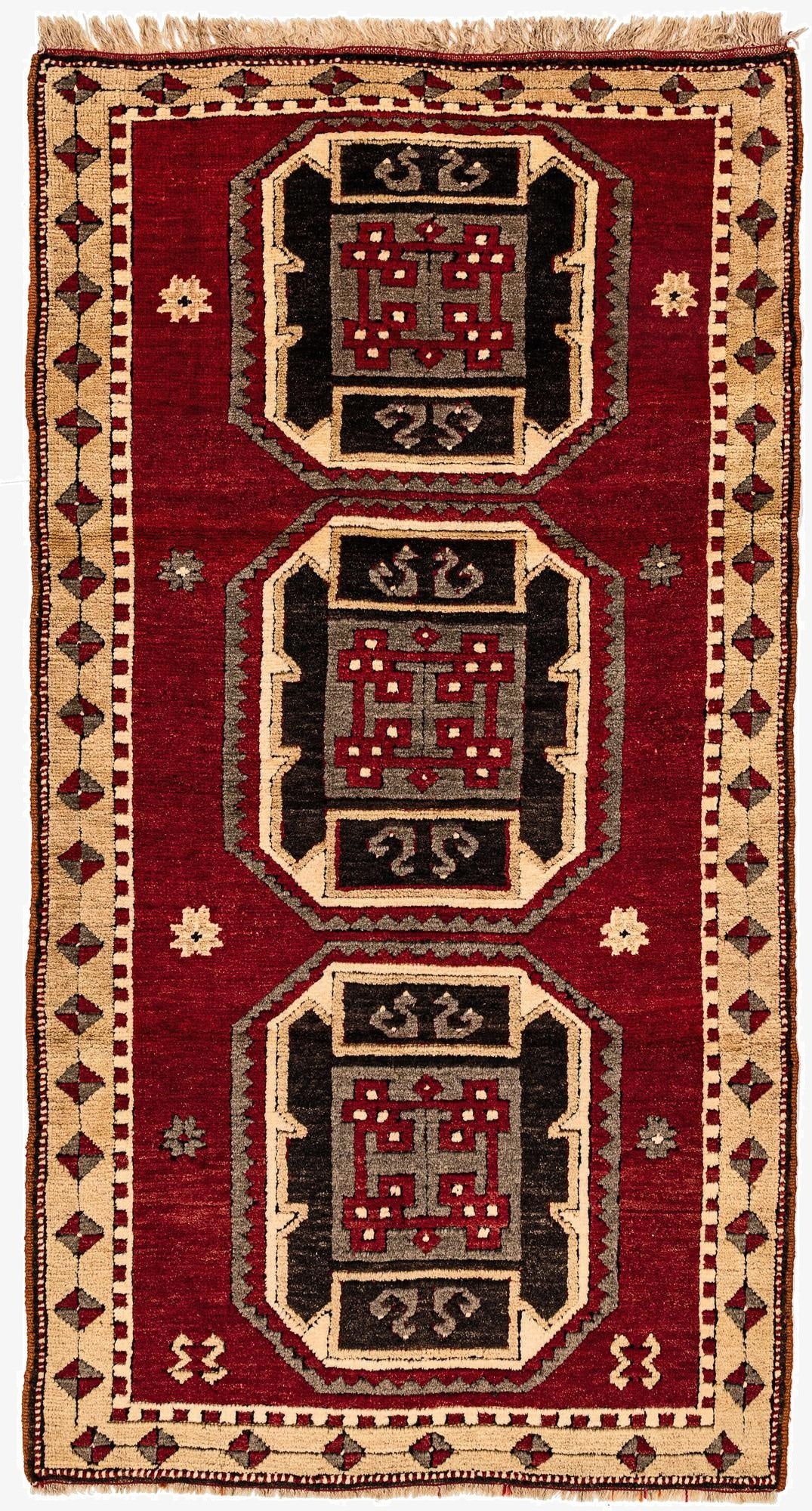  3' 3 x 6' 1  Hand Knotted Kars Wool Rug