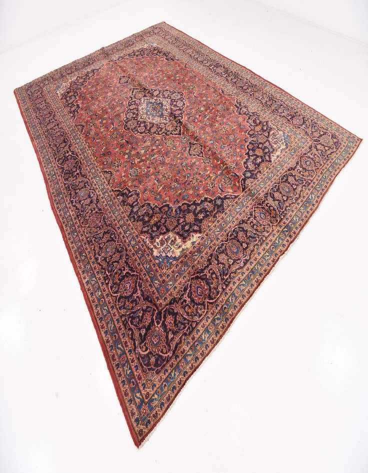 Detail image of 9' 9 x 13' 3 Hand Knotted Kashan Persian Wool Rug