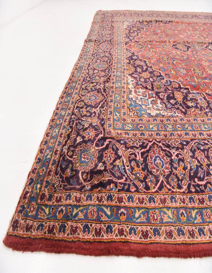 Detail image of 9' 9 x 13' 3 Hand Knotted Kashan Persian Wool Rug
