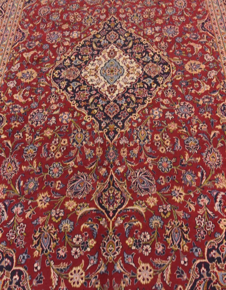 Detail image of  9' 7 x 13' 3  Hand Knotted Kashan Persian Wool Rug