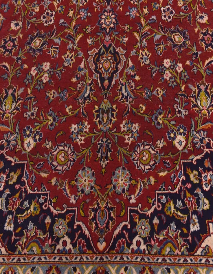 Detail image of  9' 8 x 13' 7  Hand Knotted Kashan Persian Wool Rug