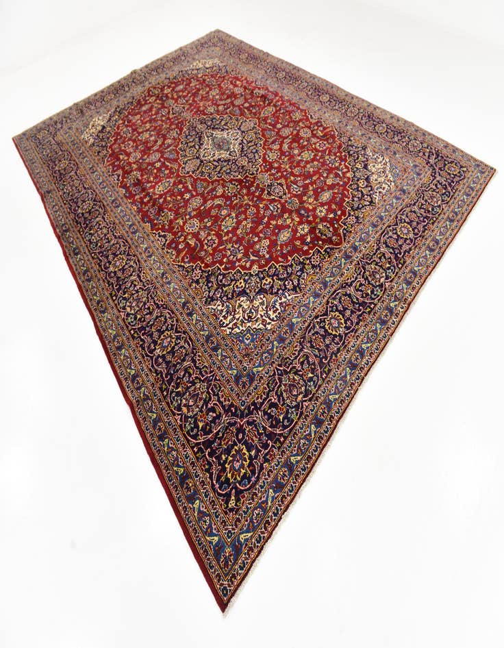 Detail image of  10' x 12' 10  Hand Knotted Kashan Persian Wool Rug