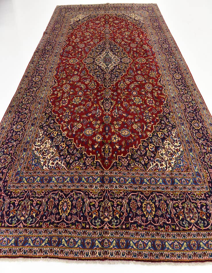 Detail image of  10' x 12' 10  Hand Knotted Kashan Persian Wool Rug