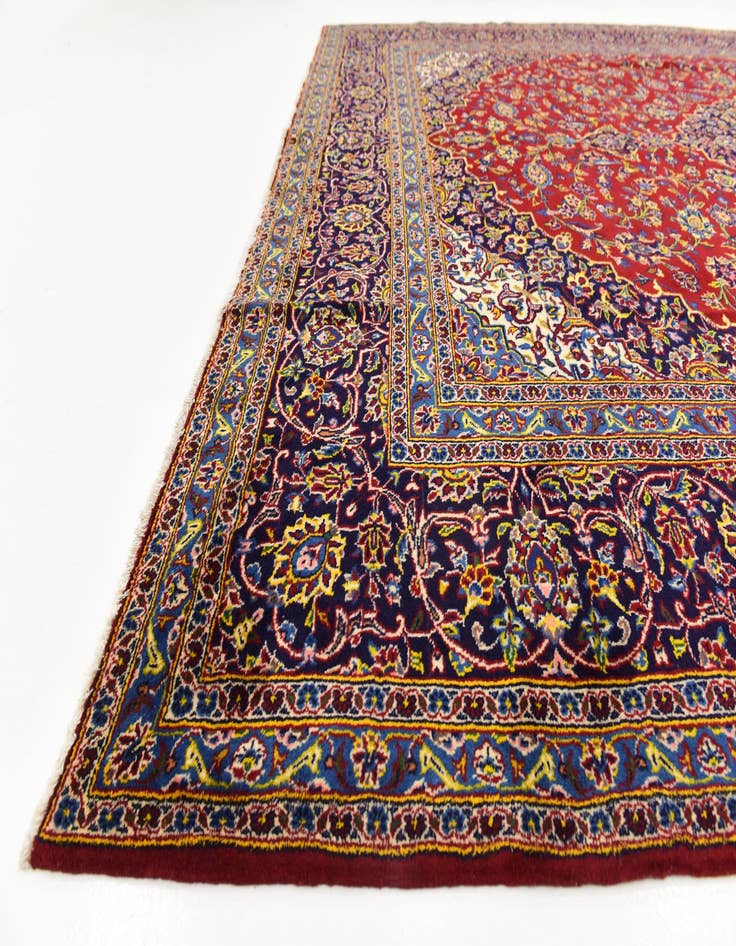 Detail image of  10' x 12' 10  Hand Knotted Kashan Persian Wool Rug