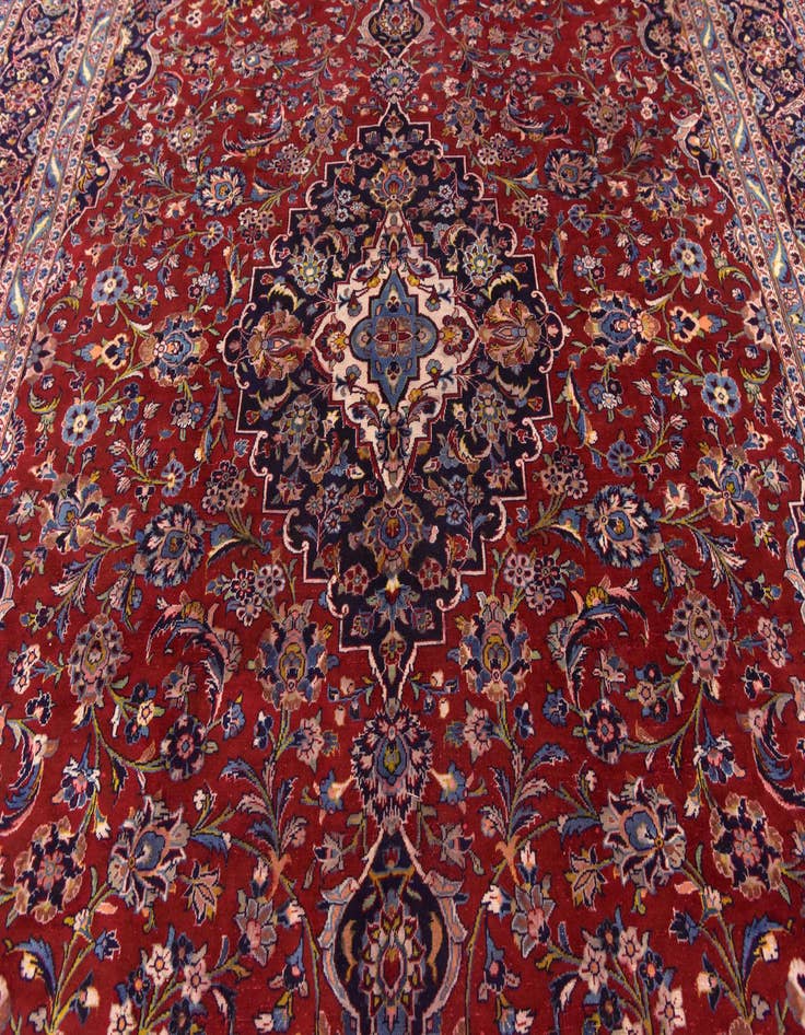 Detail image of  9' 7 x 13' 3  Hand Knotted Kashan Persian Wool Rug