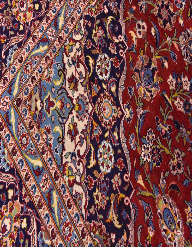 Detail image of  9' 7 x 13' 3  Hand Knotted Kashan Persian Wool Rug
