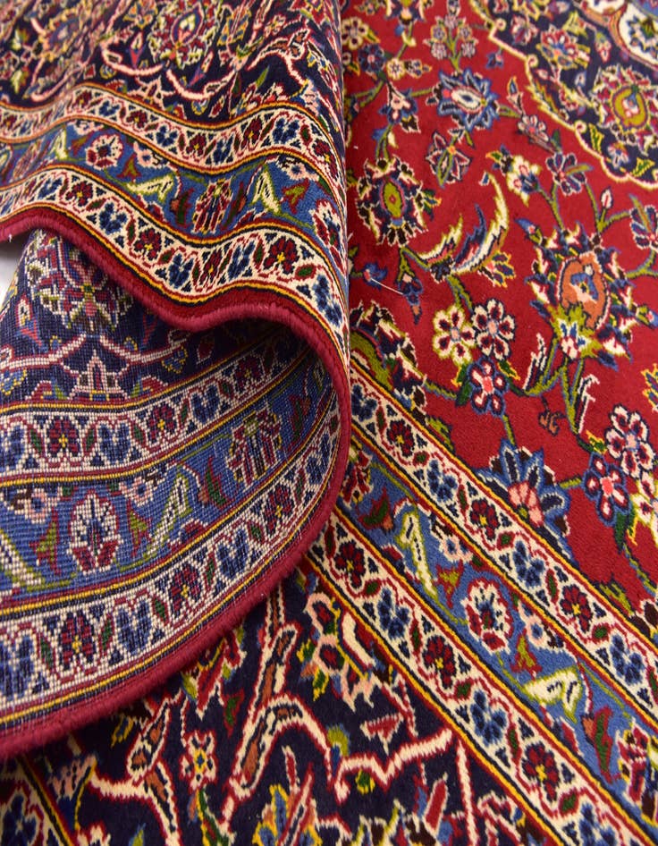 Detail image of  8' x 11' 7  Hand Knotted Kashan Persian Wool Rug