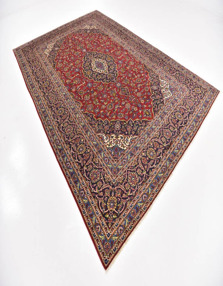 Detail image of  8' x 11' 7  Hand Knotted Kashan Persian Wool Rug