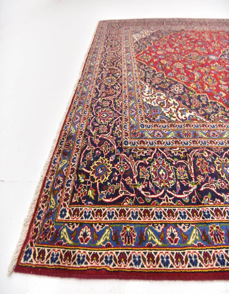 Detail image of  8' x 11' 7  Hand Knotted Kashan Persian Wool Rug