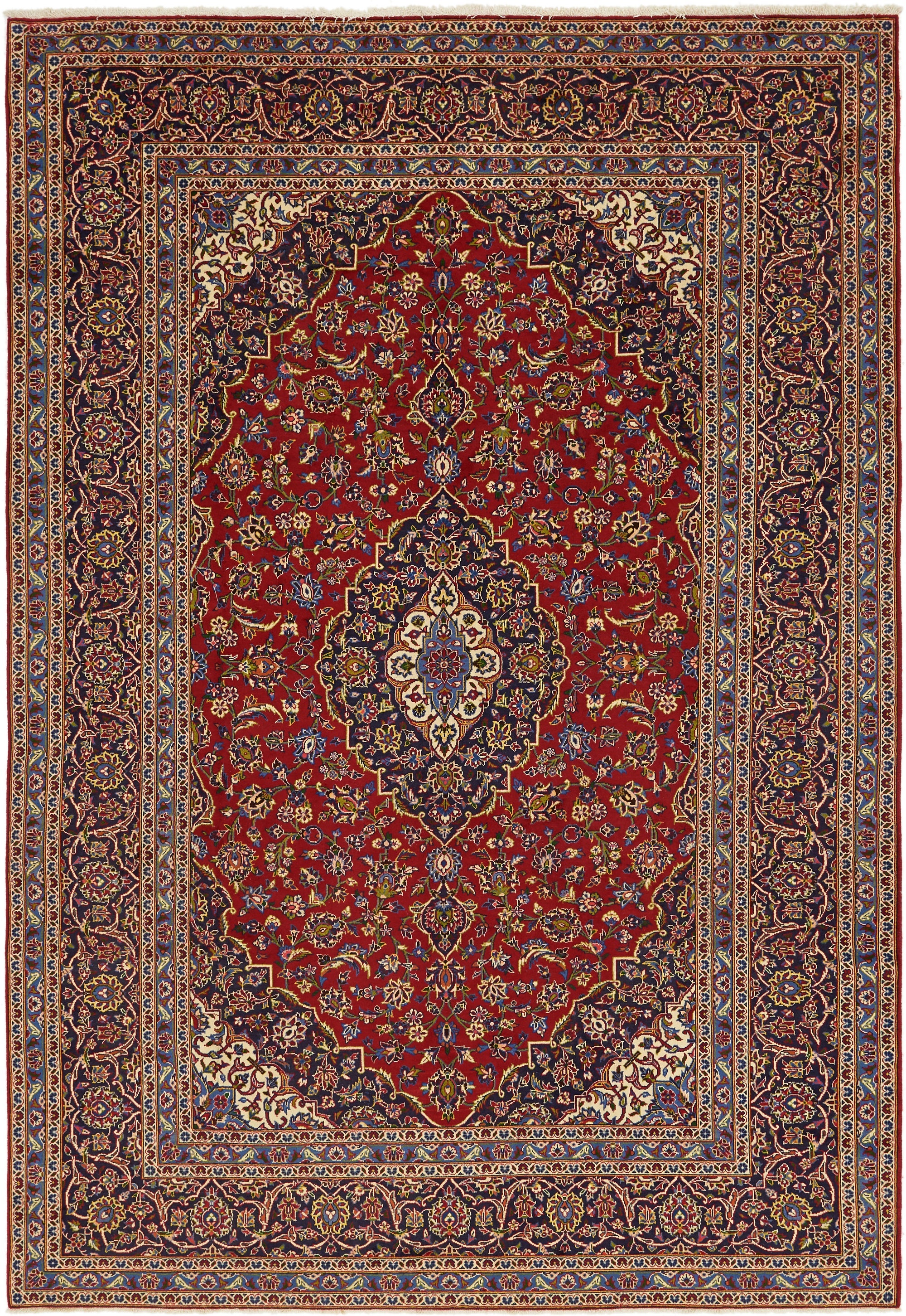  8' x 11' 7  Hand Knotted Kashan Persian Wool Rug