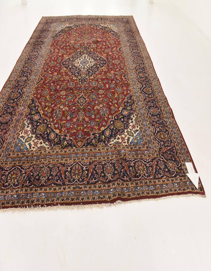 Detail image of  9' 9 x 13'  Hand Knotted Kashan Persian Wool Rug