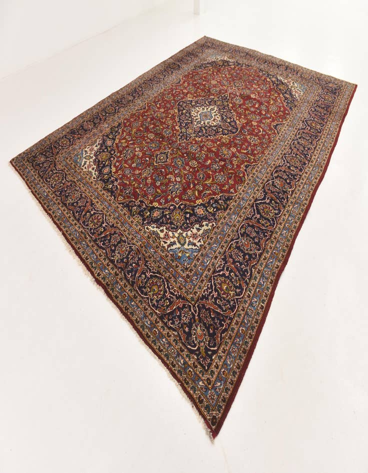 Detail image of  9' 9 x 13'  Hand Knotted Kashan Persian Wool Rug