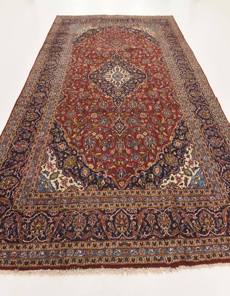 Detail image of  9' 9 x 13'  Hand Knotted Kashan Persian Wool Rug