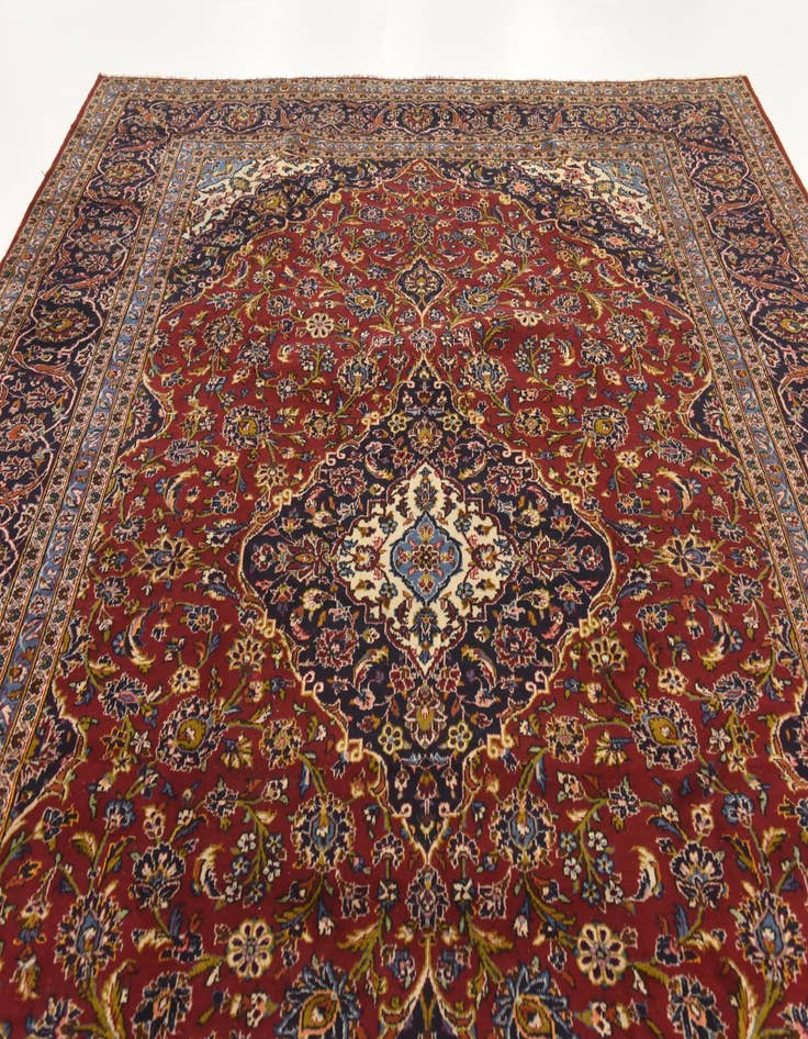 Detail image of  9' 9 x 13'  Hand Knotted Kashan Persian Wool Rug