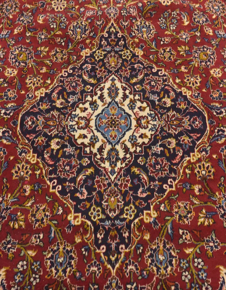 Detail image of  9' 9 x 13'  Hand Knotted Kashan Persian Wool Rug