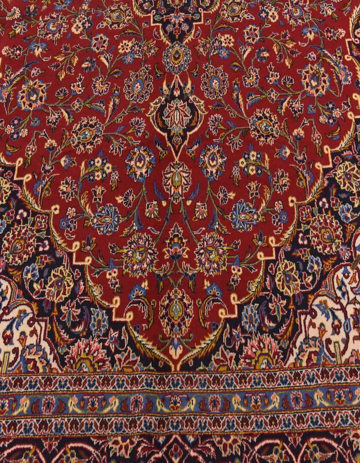 Detail image of  9' 8 x 13' 5  Hand Knotted Kashan Persian Wool Rug