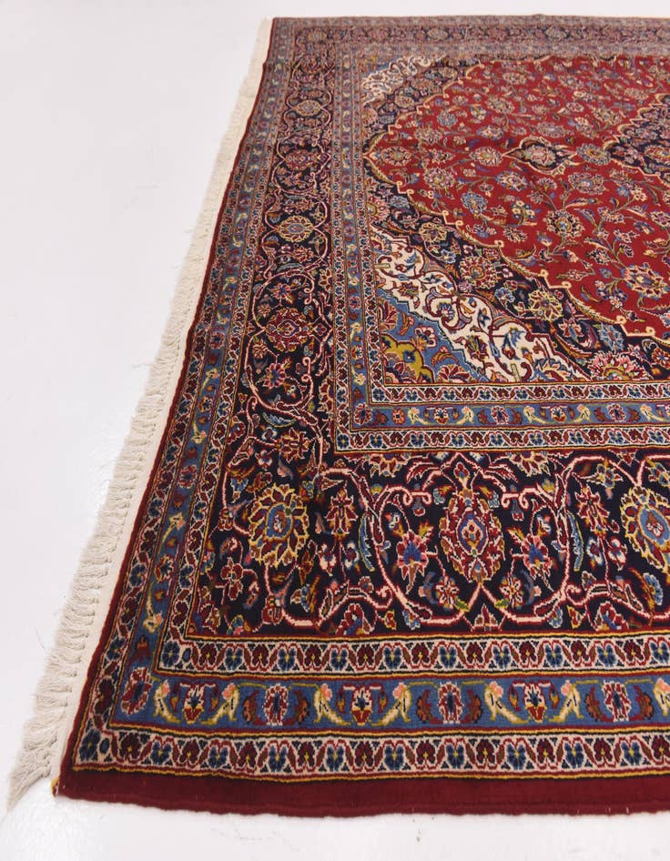 Detail image of  9' 8 x 13' 5  Hand Knotted Kashan Persian Wool Rug