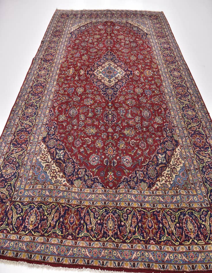 Detail image of  10' x 12' 10  Hand Knotted Kashan Persian Wool Rug