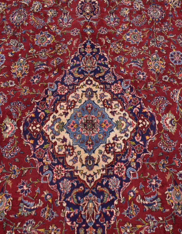 Detail image of  10' x 12' 10  Hand Knotted Kashan Persian Wool Rug