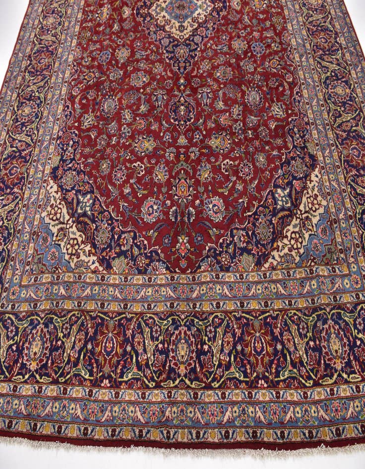 Detail image of  10' x 12' 10  Hand Knotted Kashan Persian Wool Rug