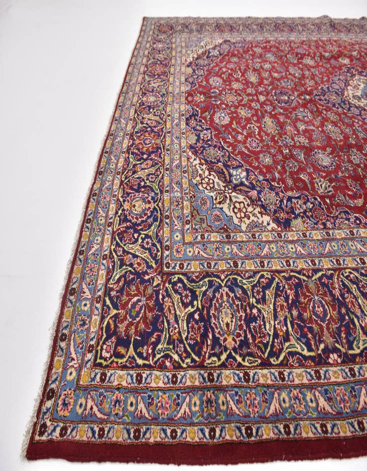 Detail image of  10' x 12' 10  Hand Knotted Kashan Persian Wool Rug