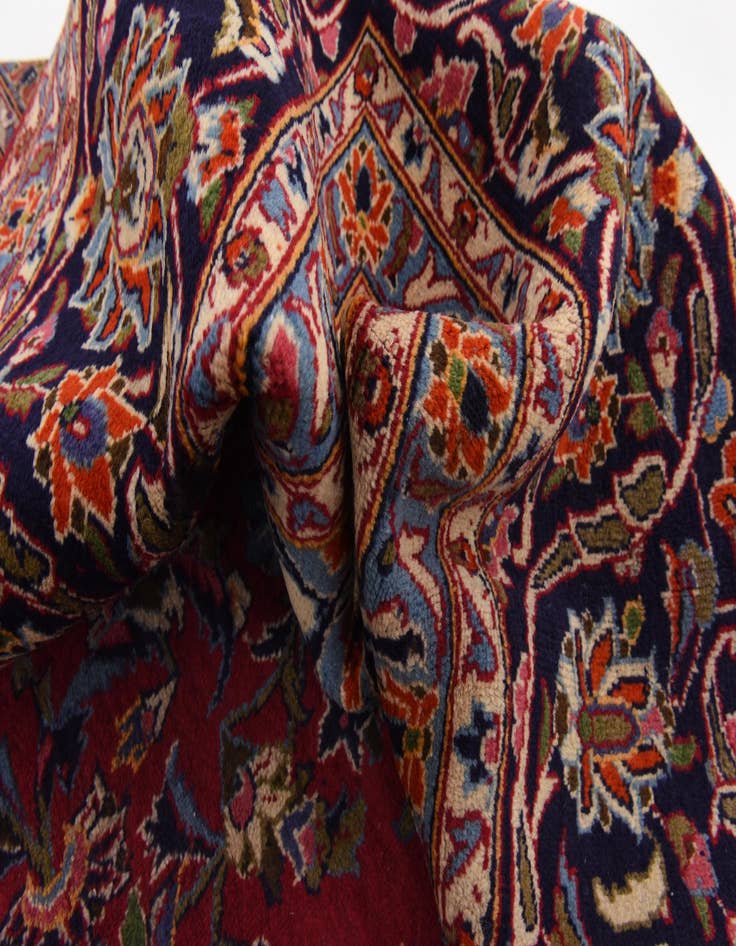 Detail image of  9' 6 x 13'  Hand Knotted Kashan Persian Wool Rug