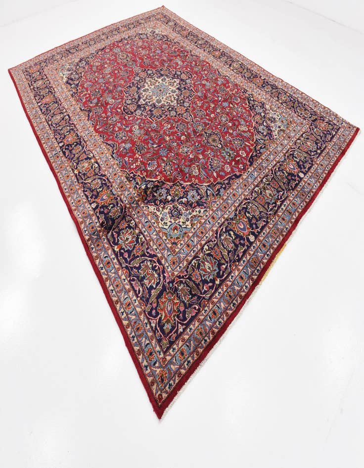 Detail image of  9' 6 x 13'  Hand Knotted Kashan Persian Wool Rug