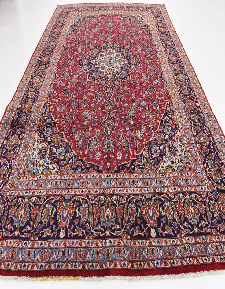 Detail image of  9' 6 x 13'  Hand Knotted Kashan Persian Wool Rug