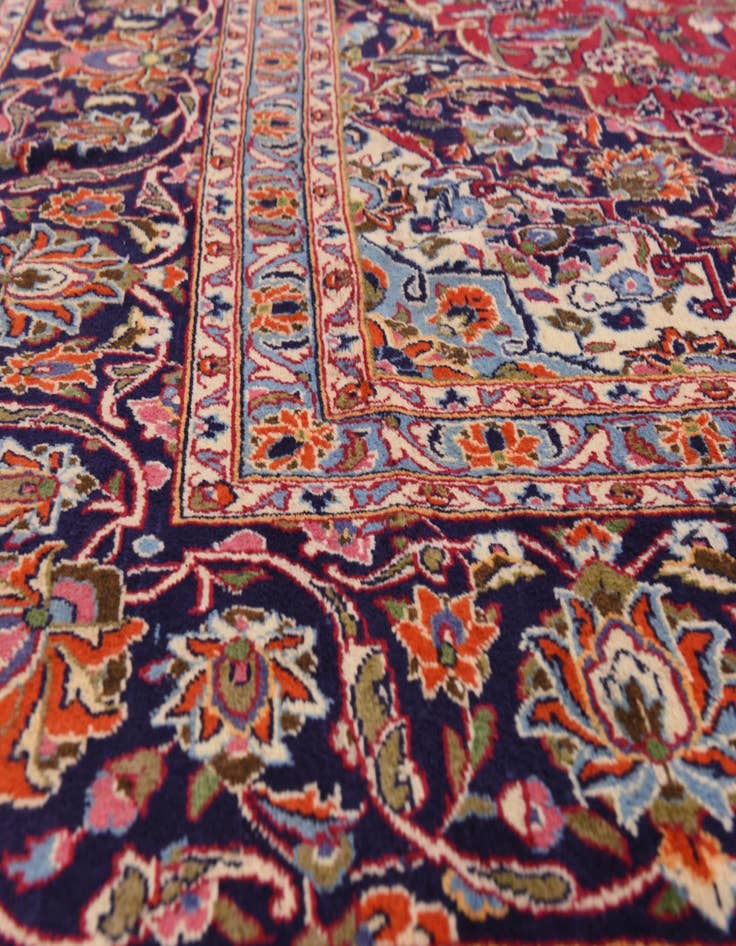 Detail image of  9' 6 x 13'  Hand Knotted Kashan Persian Wool Rug
