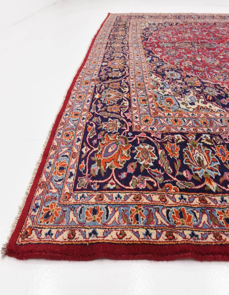 Detail image of  9' 6 x 13'  Hand Knotted Kashan Persian Wool Rug