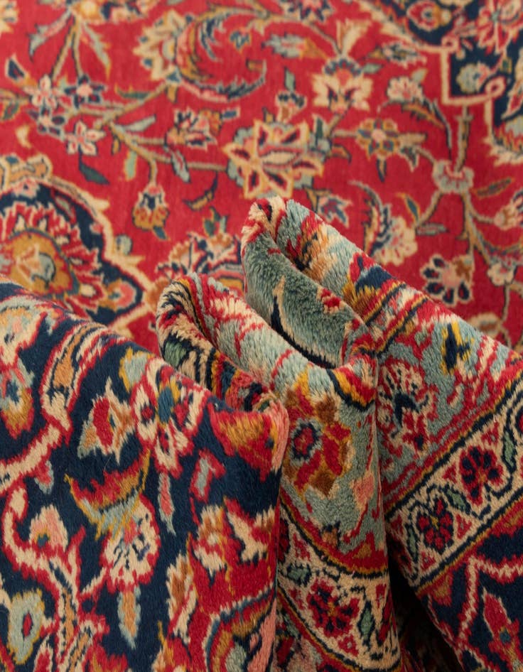 Detail image of  7' 9 x 11'  Hand Knotted Kashan Persian Wool Rug